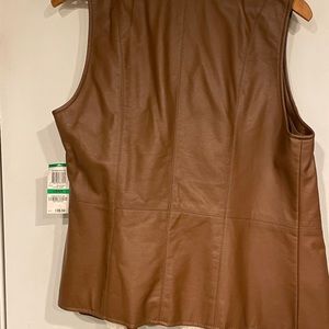 INC, leather vest with original tags! Leather with faux fur!
